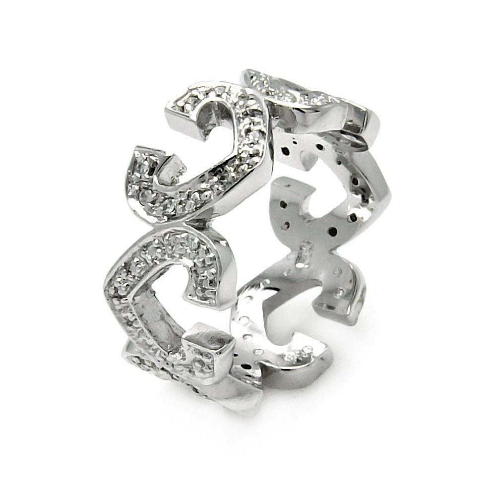 Closeout-Silver 925 Rhodium Plated CZ Eternity Heart Ring - STR00176