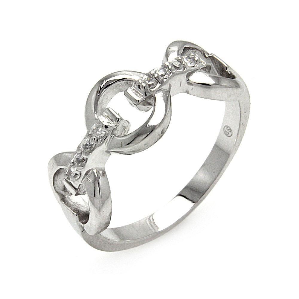 Closeout-Silver 925 Rhodium Plated CZ Open Link Ring - STR00206 | Silver Palace Inc.