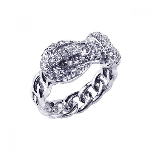 Closeout-Silver 925 Rhodium Plated CZ Belt Chain Link Ring - STR00348 | Silver Palace Inc.