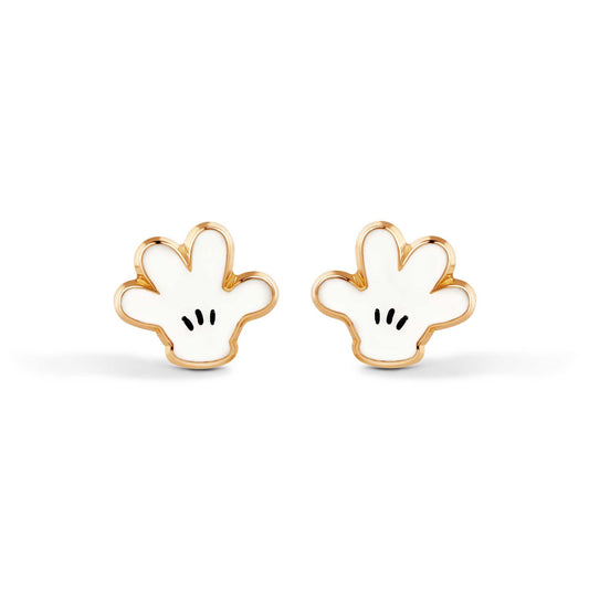 14E00189. - 14 Karat White Enamel Gloves Screw Back Earrings