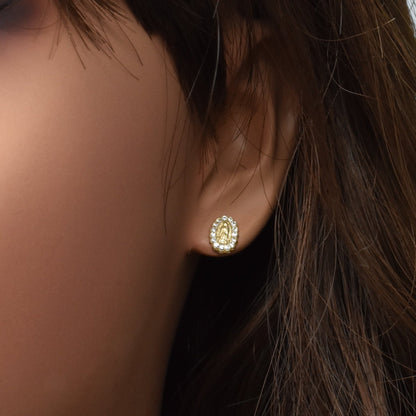 14E00296. - 14 Karat Yellow Gold Guadalupe CZ Screw Back Earring