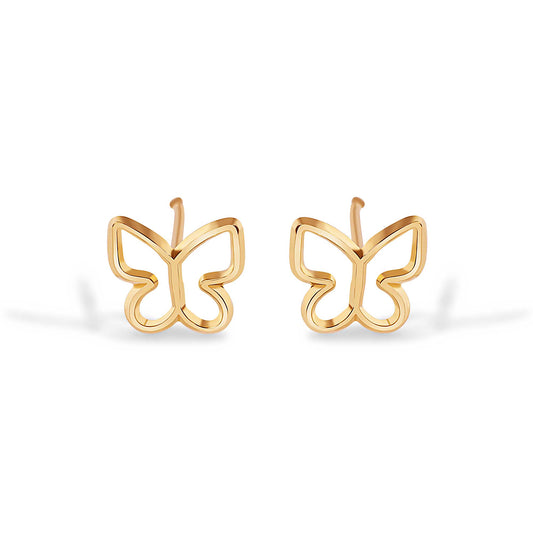 14E00298. - 14 Karat Silhouette Butterfly Screw Back Earrings