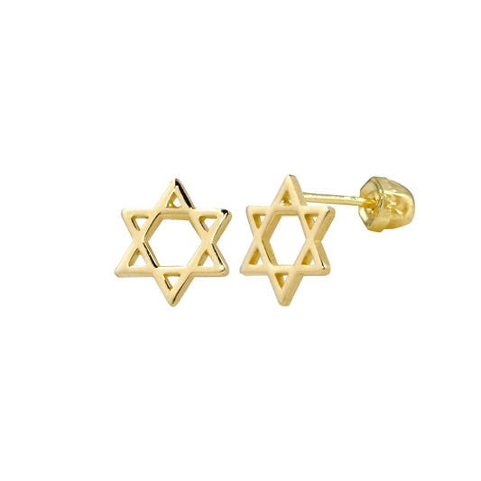 14 Karat Yellow Gold Star of david Screw Back Earrings | Silver Palace Inc.