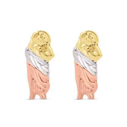 14E00349. - 14 Karat Yellow Gold Three Tone St Jude Screw Back Earring