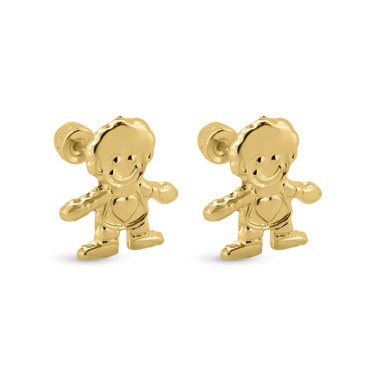 14E00388. - 14 Karat Yellow Gold Boy Screw Back Earrings