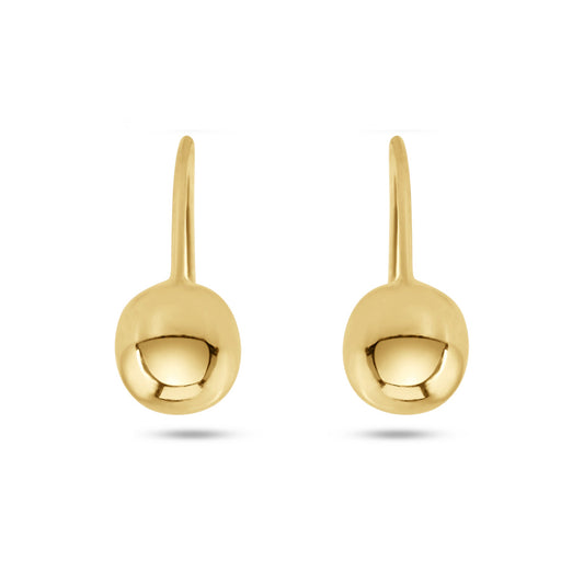 14E00410. - 14 Karat Yellow Gold 5mm Ball Telephone Style Front Screw Lock Earrings