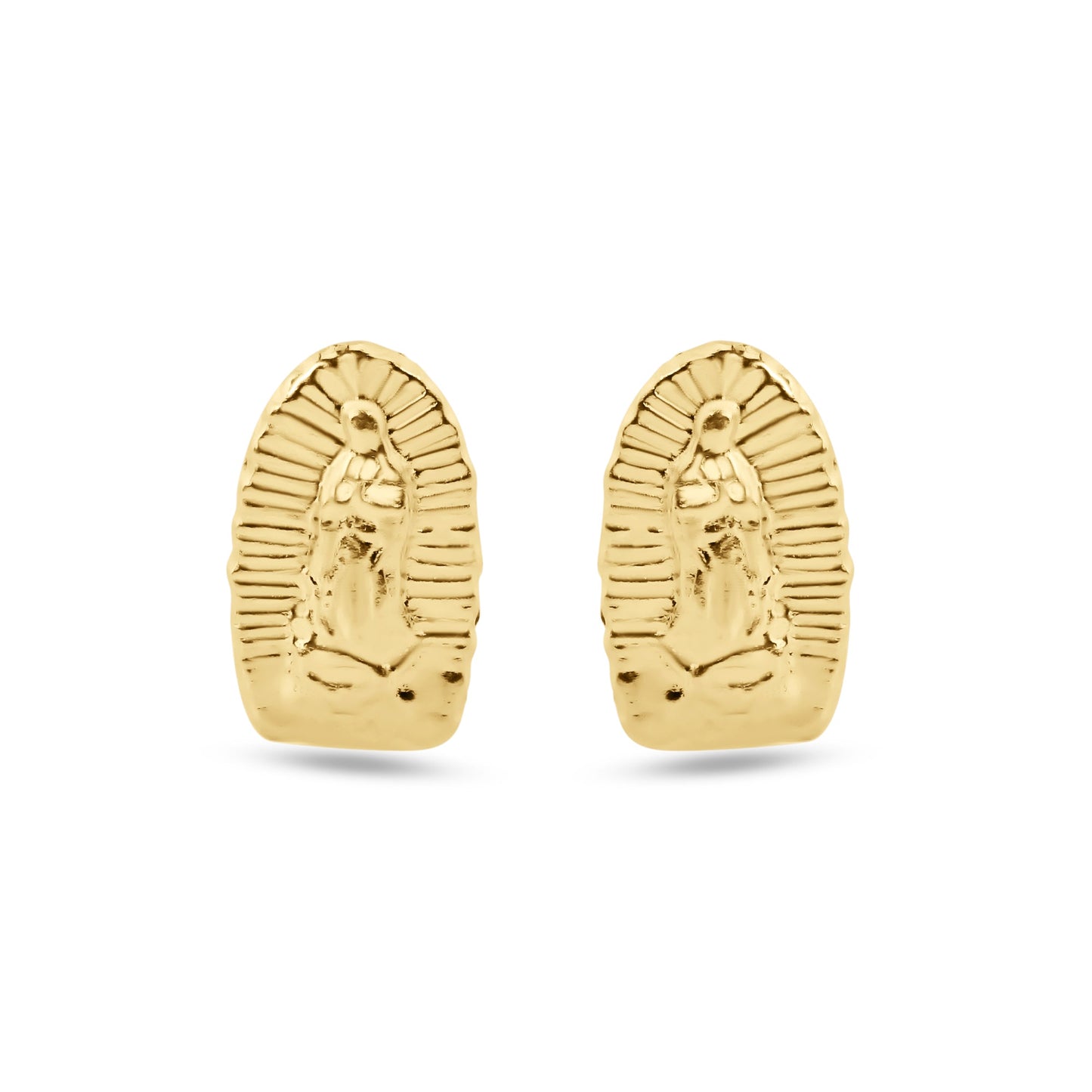 14E00413. - 14 Karat Yellow Gold Our Lady of Guadalupe Screw Back Earrings