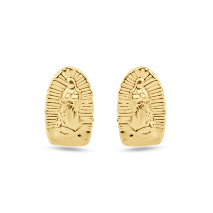 14E00413. - 14 Karat Yellow Gold Our Lady of Guadalupe Screw Back Earrings