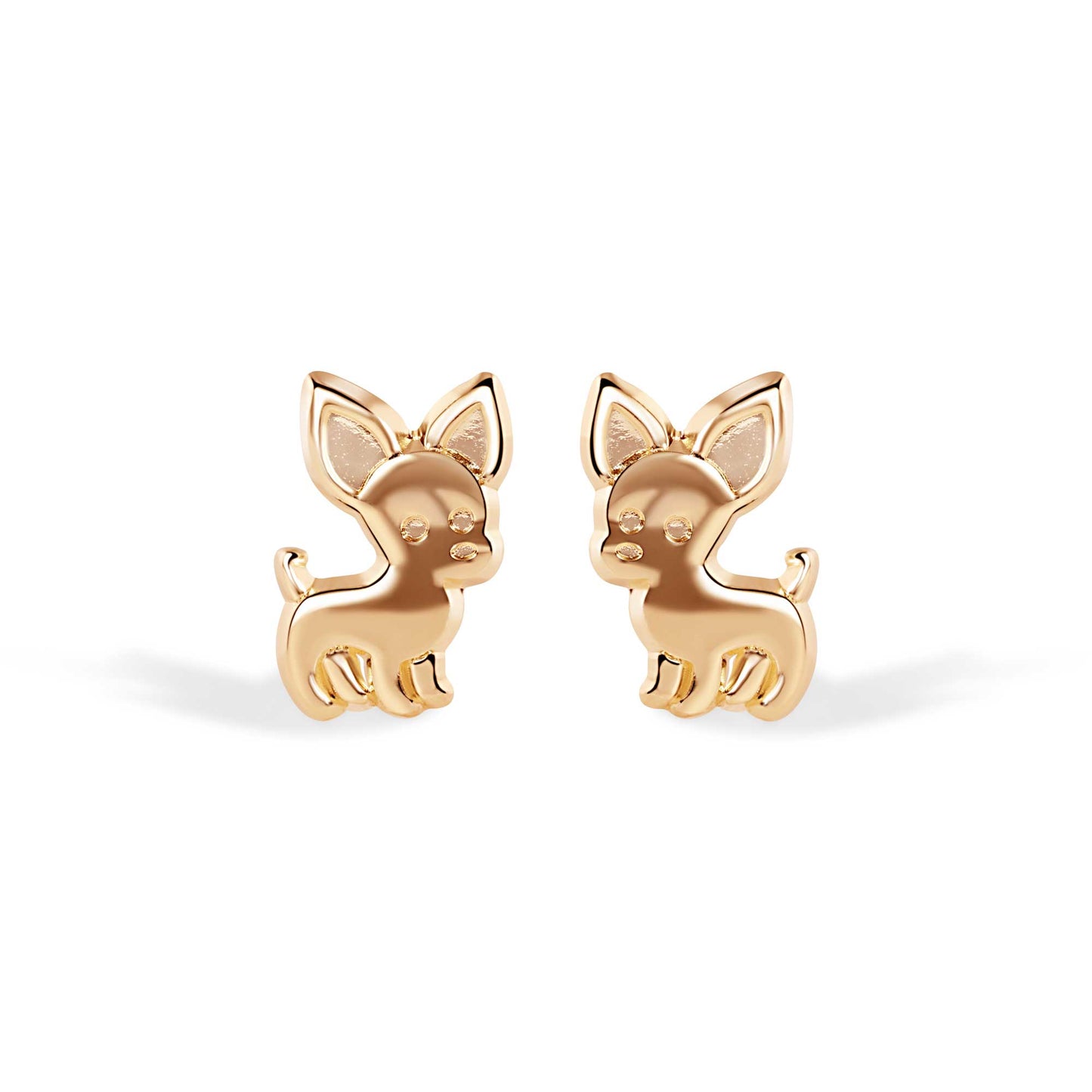 14E00438. - 14 Karat Chihuahua Screw Back Earrings