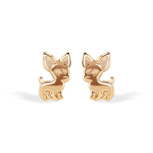 14E00438. - 14 Karat Chihuahua Screw Back Earrings