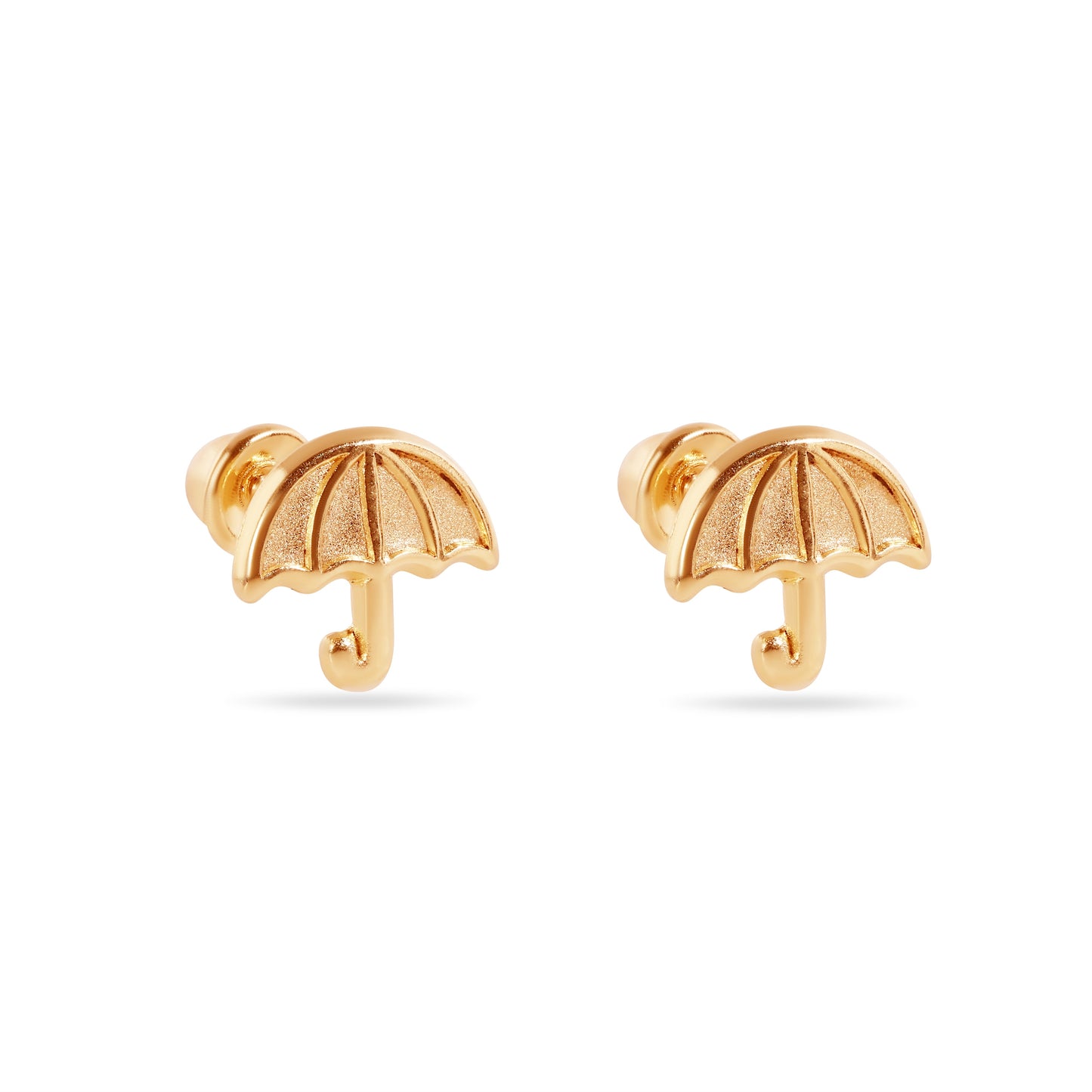 14E00446. - 14 Karat Heart Umbrella Screw Back Earrings