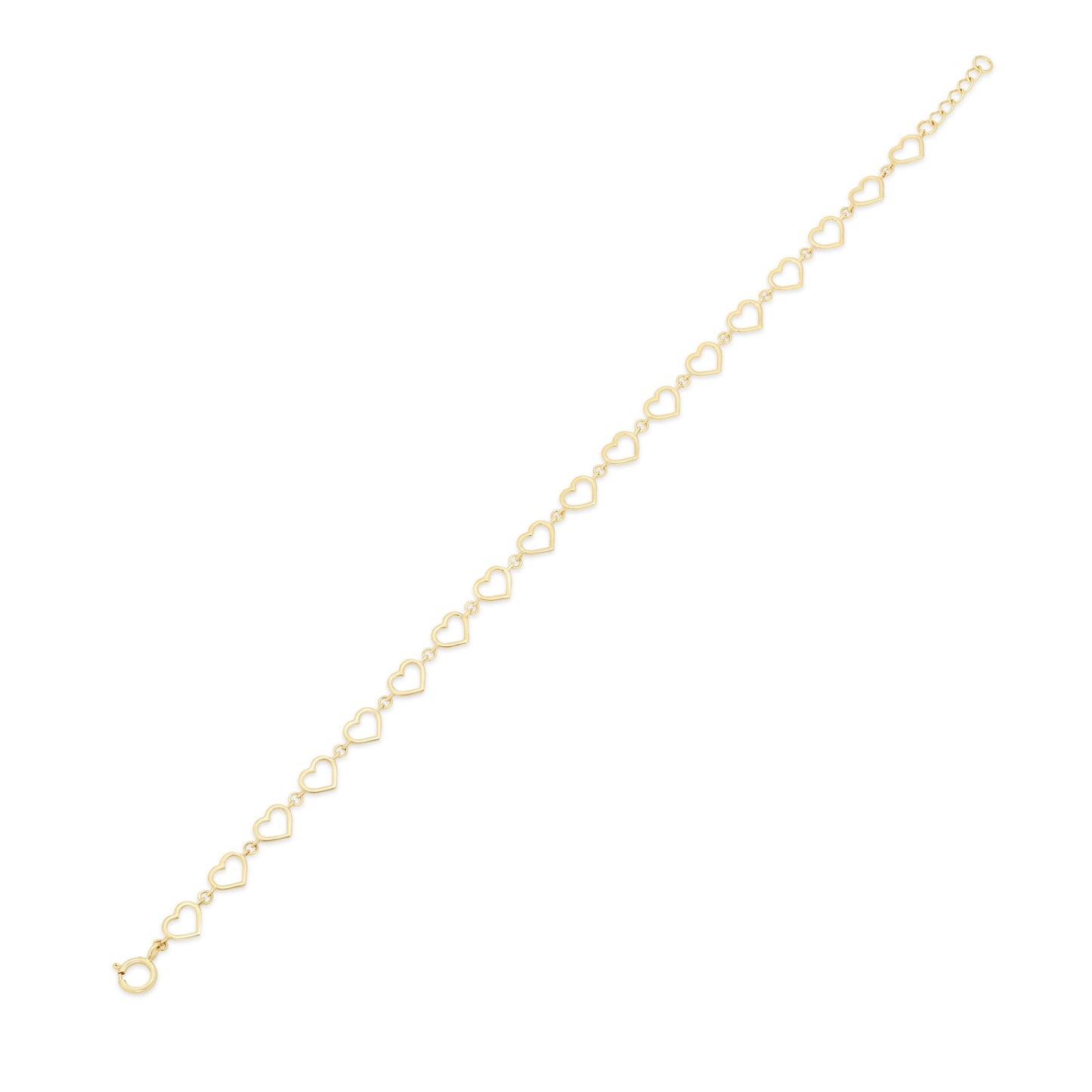 14KB0008. - 14 Karat Yellow Gold Multi Heart Charms Adjustable Bracelet