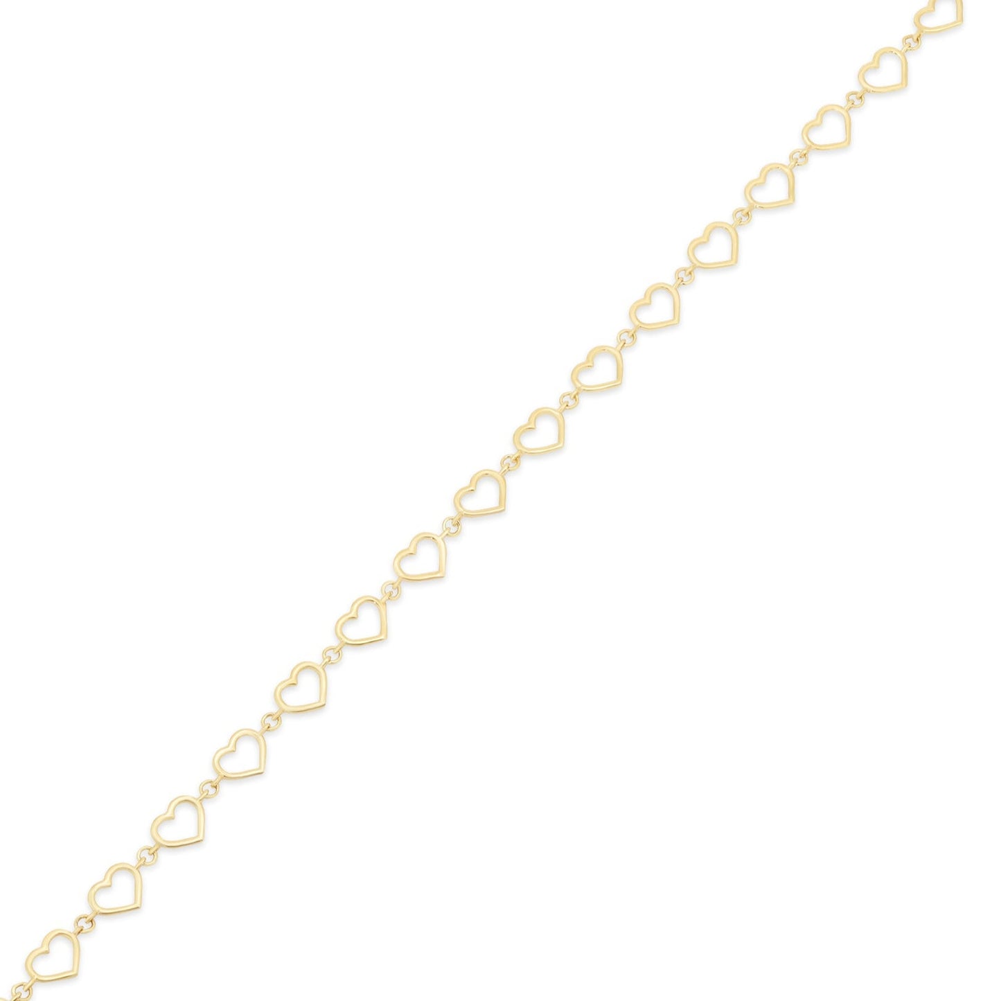 14KB0008. - 14 Karat Yellow Gold Multi Heart Charms Adjustable Bracelet