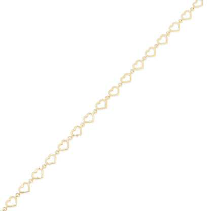 14KB0008. - 14 Karat Yellow Gold Multi Heart Charms Adjustable Bracelet