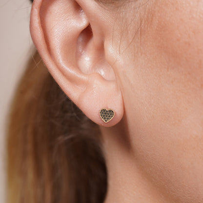 14KE0005. - 14 Karat Yellow Gold Beaded & Honeycomb Heart Earrings