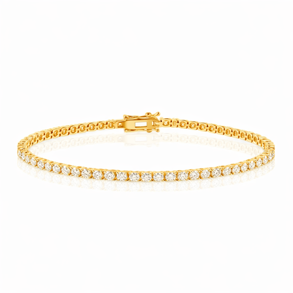 14LGMB00007 - 14 Karat Yellow Gold Round Lab Grown 2.65 Carat Diamonds 2.2mm Tennis Bracelet