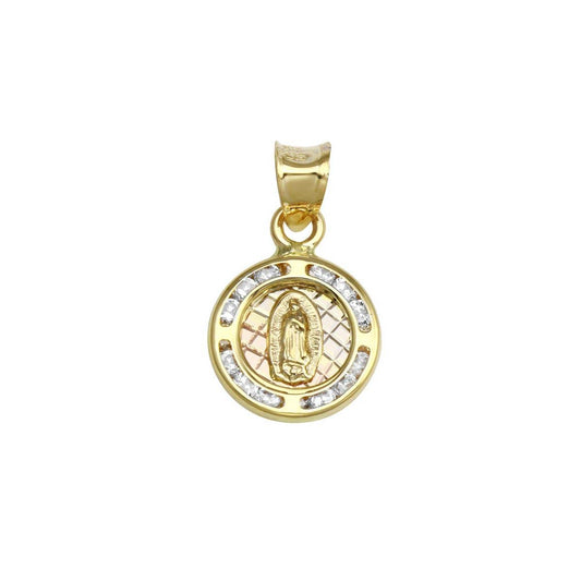 14 Karat Yellow Gold CZ Disc Guadalupe Pendant | Silver Palace Inc.