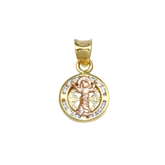 14 Karat Yellow Gold CZ Disc Jesus Pendant | Silver Palace Inc.