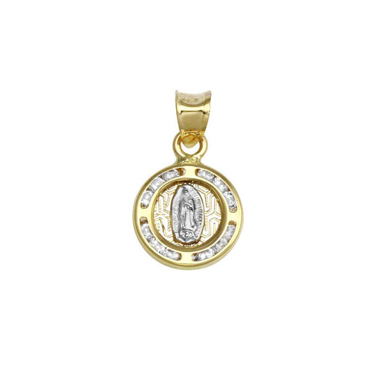 14 Karat Yellow Gold CZ Disc Guadalupe Pendant | Silver Palace Inc.