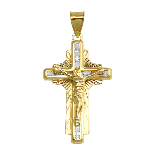 14 Karat Yellow Gold DC CZ Cross Pendant | Silver Palace Inc.