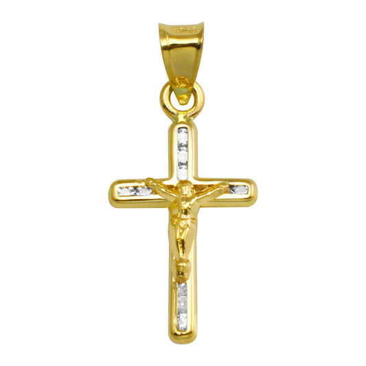 14 Karat Yellow Gold CZ Cross Pendant | Silver Palace Inc.