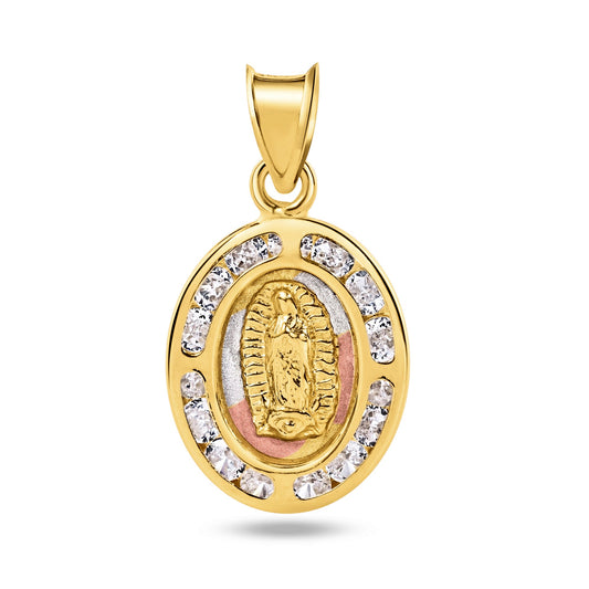 14P00056 - 14 Karat Yellow Gold Guadalupe Clear CZ  Pendant