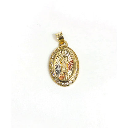 14P00122. - 14 Karat Yellow Gold 3 Tone Diamond Cut CZ St. Jude Medallion Pendant