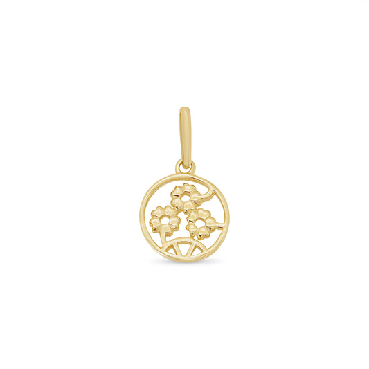 14KP0002. - 14 Karat Yellow Gold 7.9mm Sunflower Round Pendant