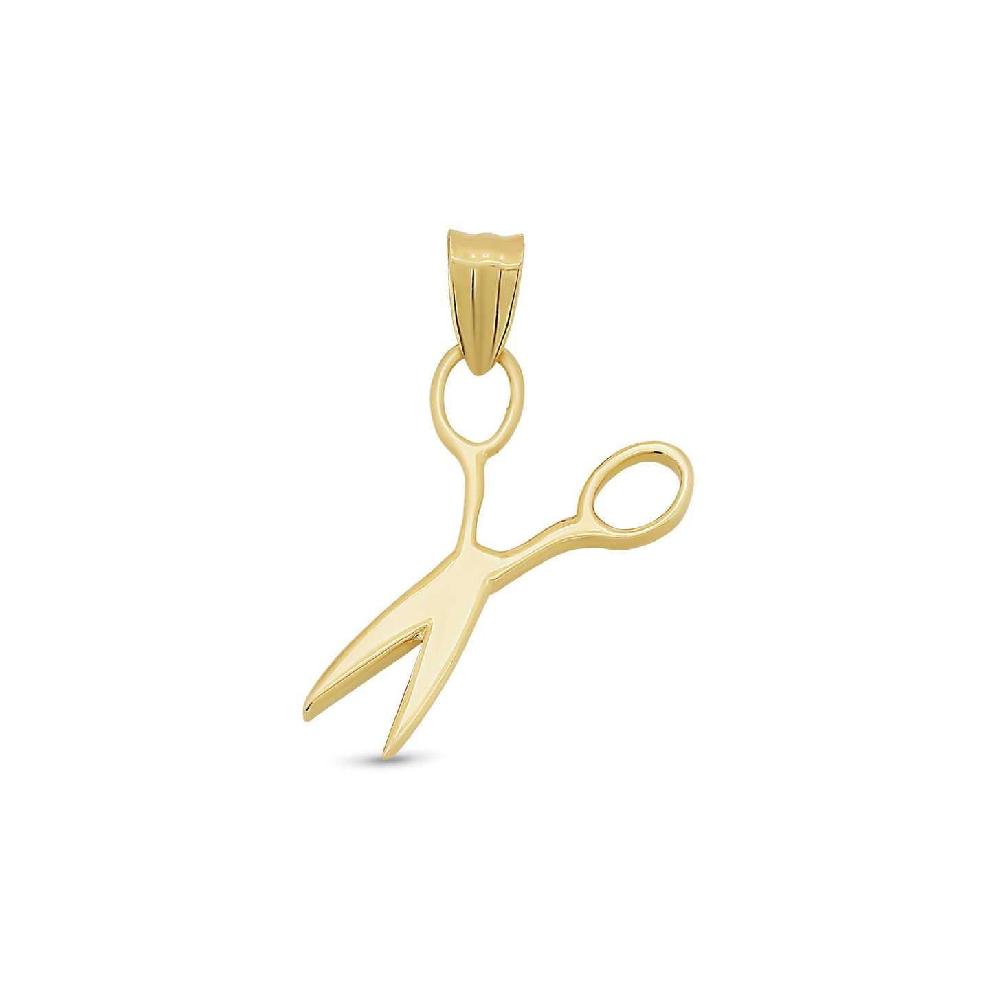 14KP0008. - 14 Karat Yellow Gold 11mm x 18mm Diamond Cut Scissors Pendant