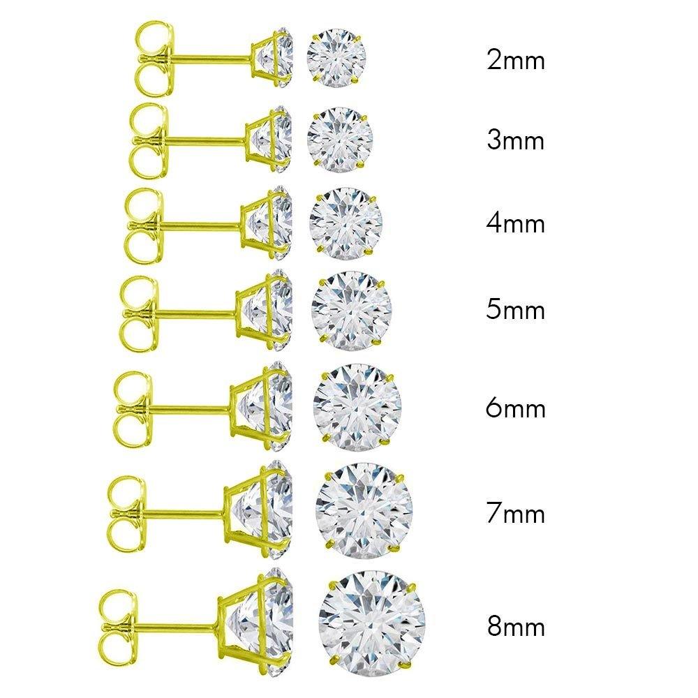 14 Karat Yellow Gold Push Backing Round Stud Earrings | Silver Palace Inc.