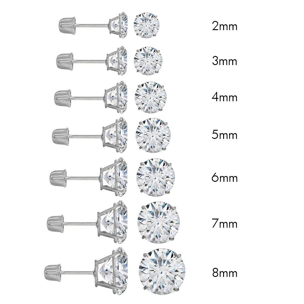 14 Karat White Gold Screw Backing Round Stud Earrings | Silver Palace Inc.