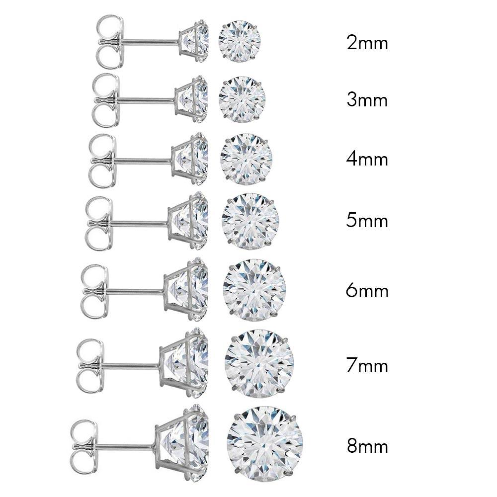 14 Karat White Gold Push Backing Round Stud Earrings | Silver Palace Inc.