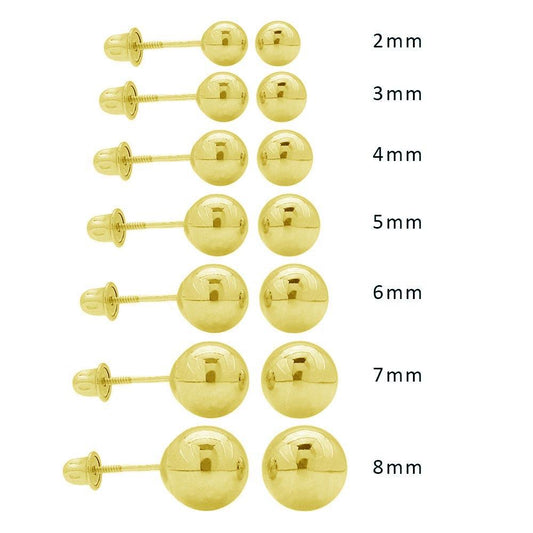 14 Karat Yellow Gold Screw Backing Bead Stud Earrings | Silver Palace Inc.