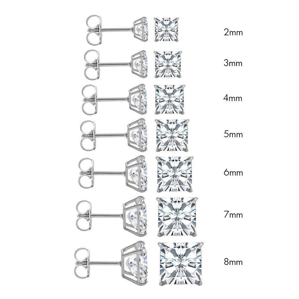 14 Karat White Gold Push Backing Square Stud Earrings | Silver Palace Inc.