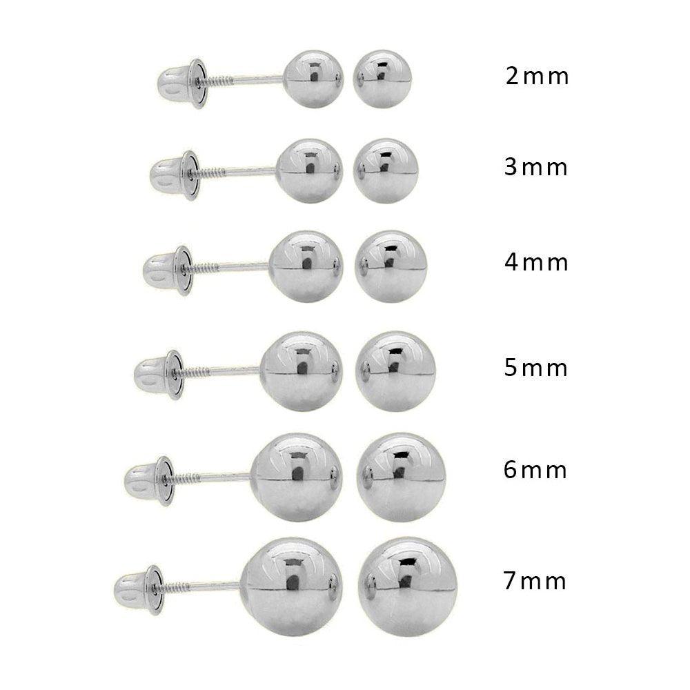 14 Karat White Gold Screw Backing Bead Stud Earrings | Silver Palace Inc.