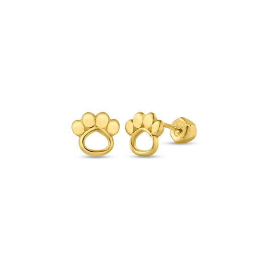 14 Karat Yellow Gold Open Paws Screw Back Stud Earrings | Silver Palace Inc.