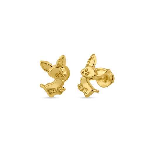 14 Karat Yellow Gold Chihuahua Screw Back Stud Earrings | Silver Palace Inc.