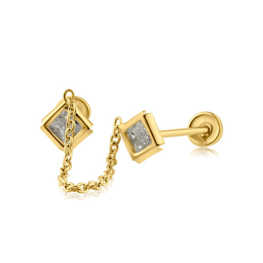 14 Karat Yellow Gold 6mm Bezel Edge Screw Back Earring | Silver Palace Inc.