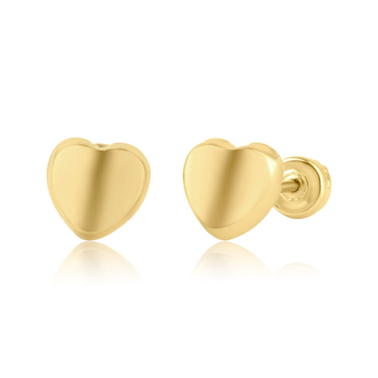 14 Karat Yellow Gold Heart Screw Back Earring | Silver Palace Inc.