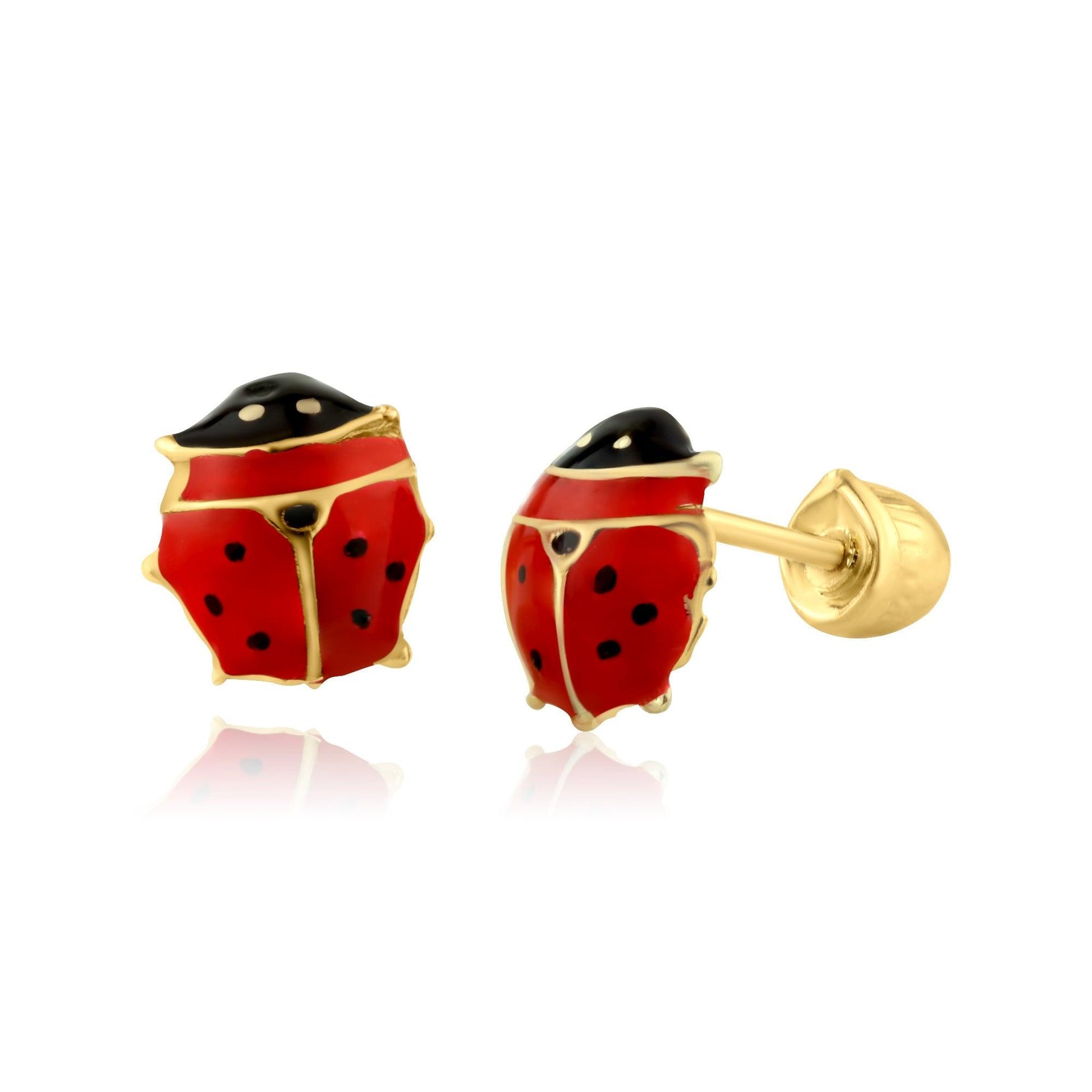 14 Karat Yellow Gold Lady Bug Screw Back Earring | Silver Palace Inc.