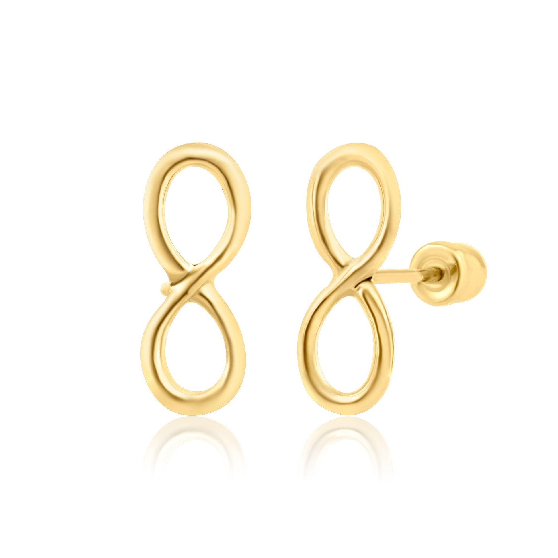 14 Karat Yellow Gold Infinity Screw Back Earring | Silver Palace Inc.