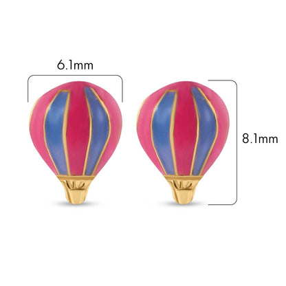 14E00423. - 14 Karat Yellow Gold Hot Air Baloon Screw Back Earrings