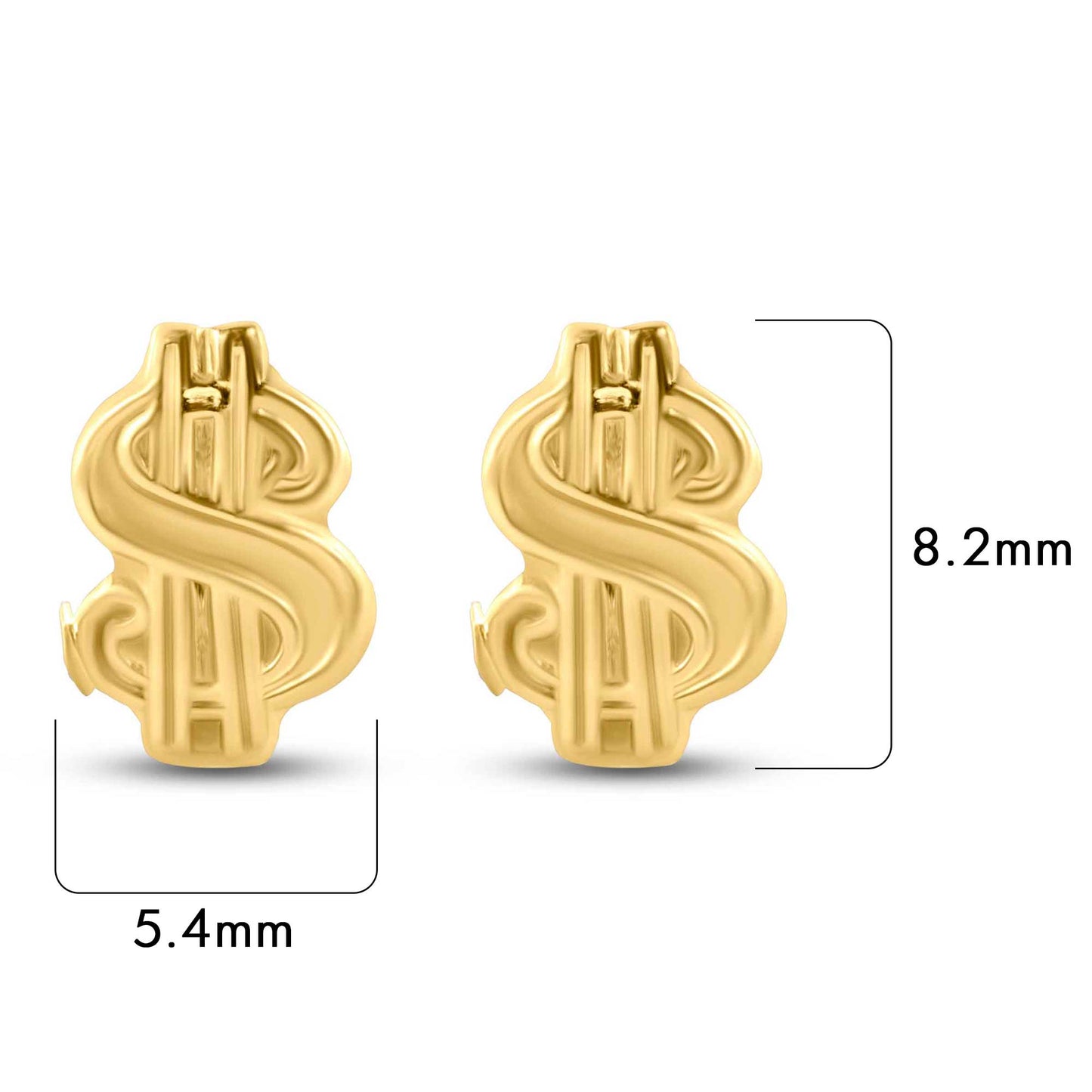 14E00424. - 14 Karat Yellow Dollar Sign Screw Back Earrings