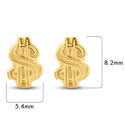 14E00424. - 14 Karat Yellow Dollar Sign Screw Back Earrings