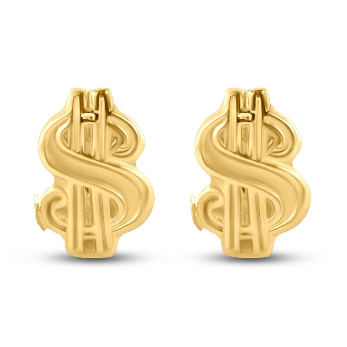 14E00424. - 14 Karat Yellow Dollar Sign Screw Back Earrings