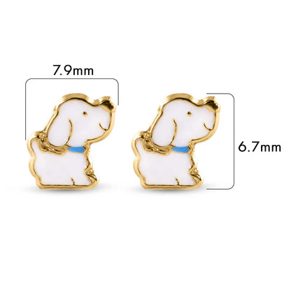 14E00429. - 14 Karat Yellow Dog Screw Back Earrings