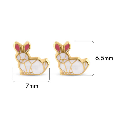 14E00430. - 14 Karat Yellow Rabbit Screw Back Earrings