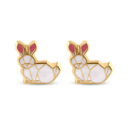 14E00430. - 14 Karat Yellow Rabbit Screw Back Earrings