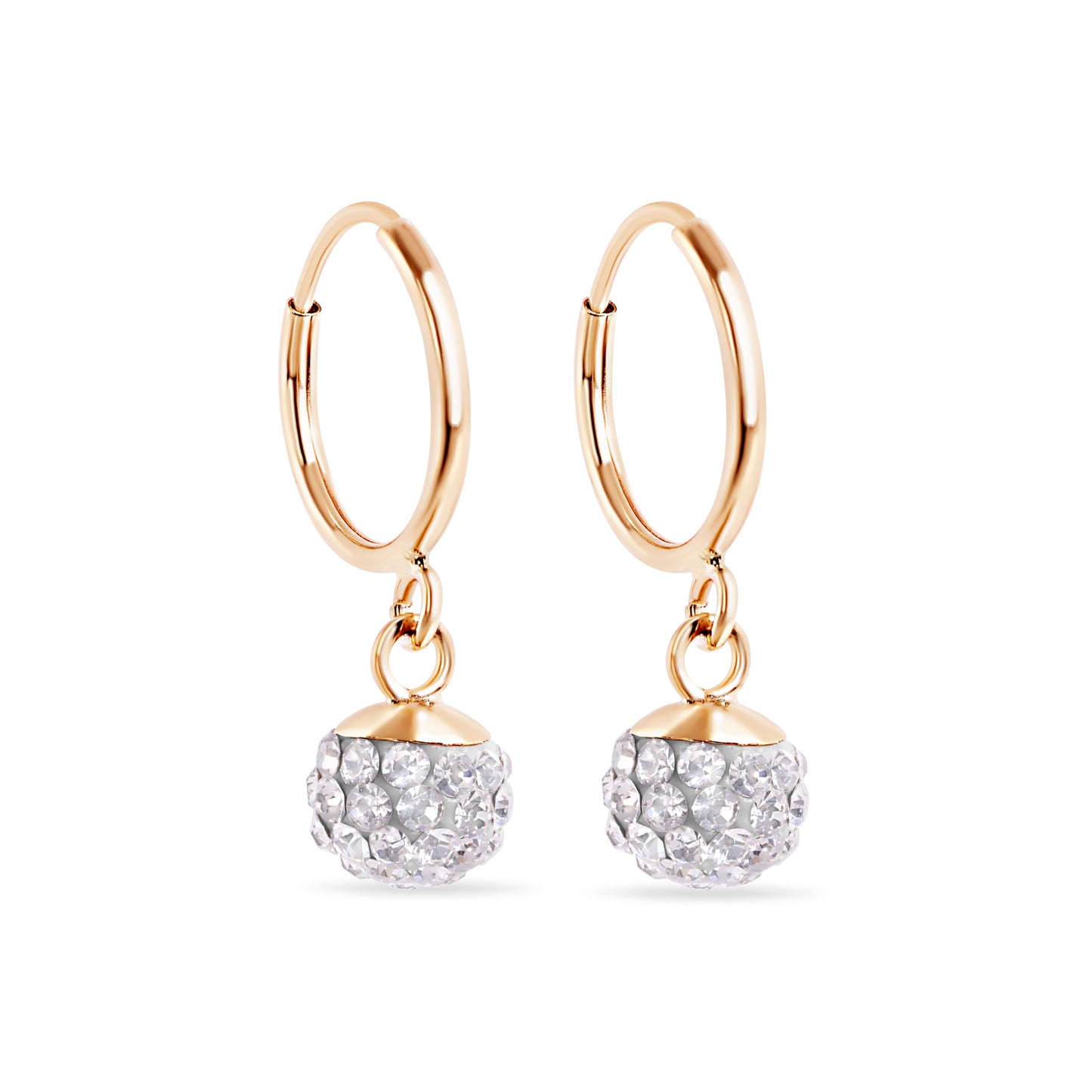 14E00444. - 14 Karat Sphere Clear CZ 11mm Hoop Earrings