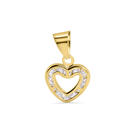 14P00134. - 14 Karat Yellow Gold Heart Clear CZ Pendant